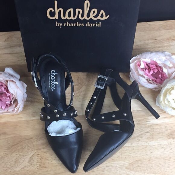 Charles David Black Leather Pumps 5.5M - Picture 1 of 8
